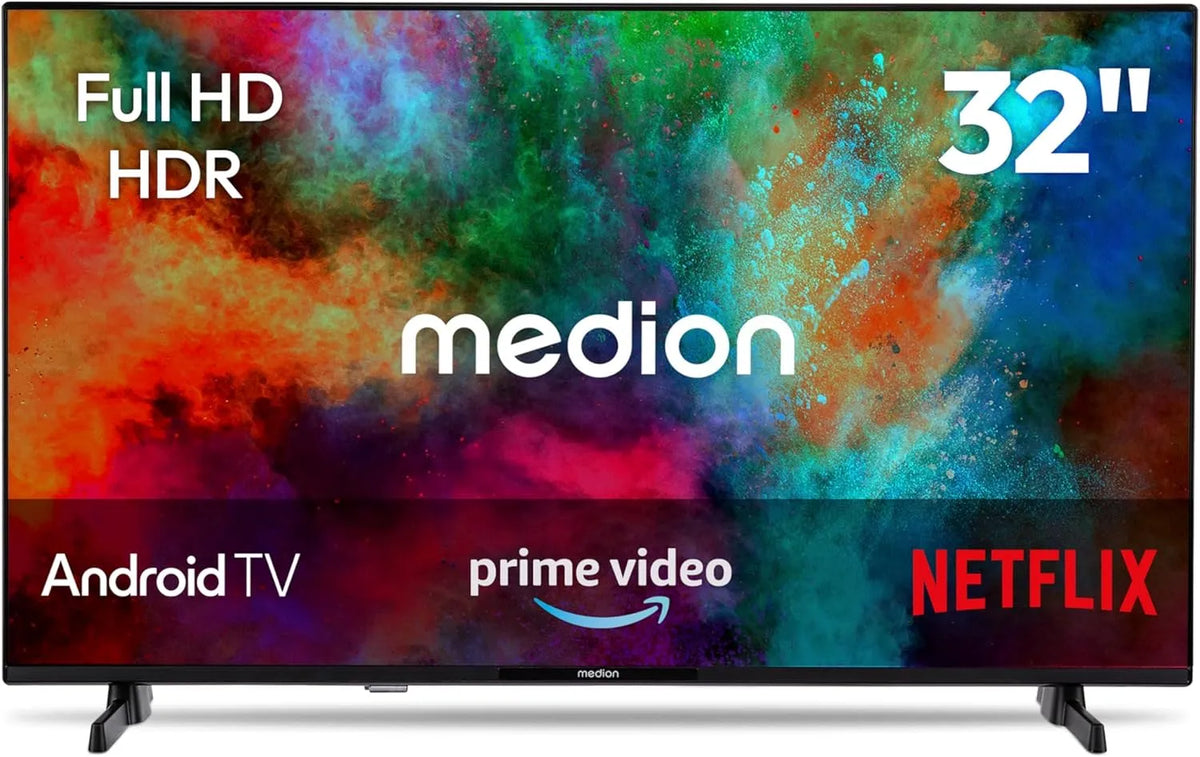 Smart TV, 32 Zoll, Fernseher, HDR, Bluetooth, Android OS, Full HD, PVR-Aufnahme, MD 832100, MEDION 80 cm, Prime Video