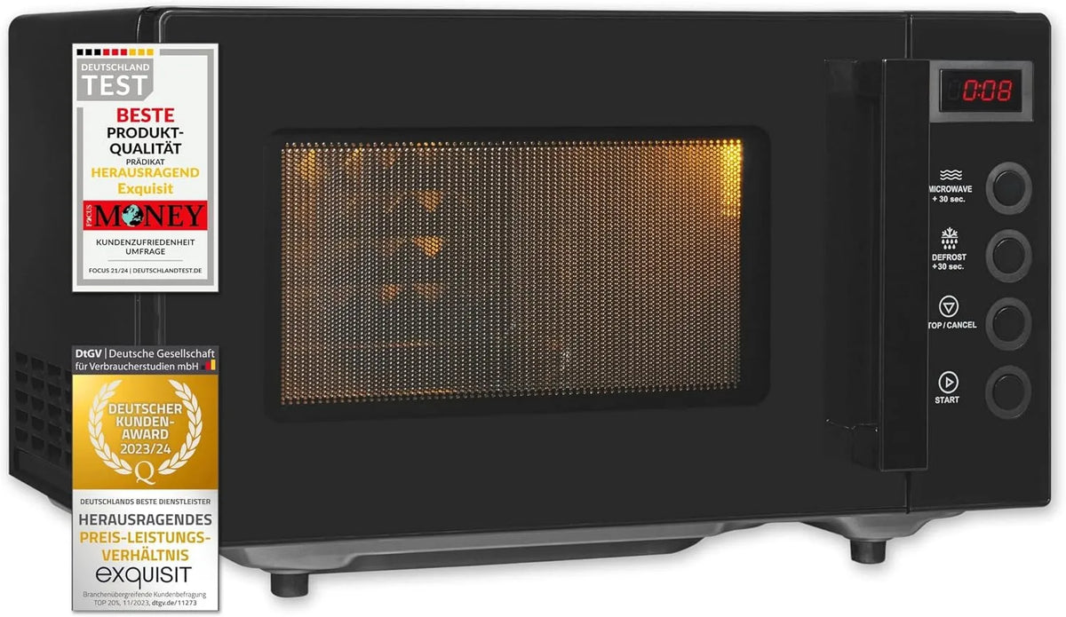 Exquisit Mikrowelle, 20 L, 700 W, Mikrowellenofen, Schwarz, Flatbed, Exquisit Mikrowelle ohne Drehteller