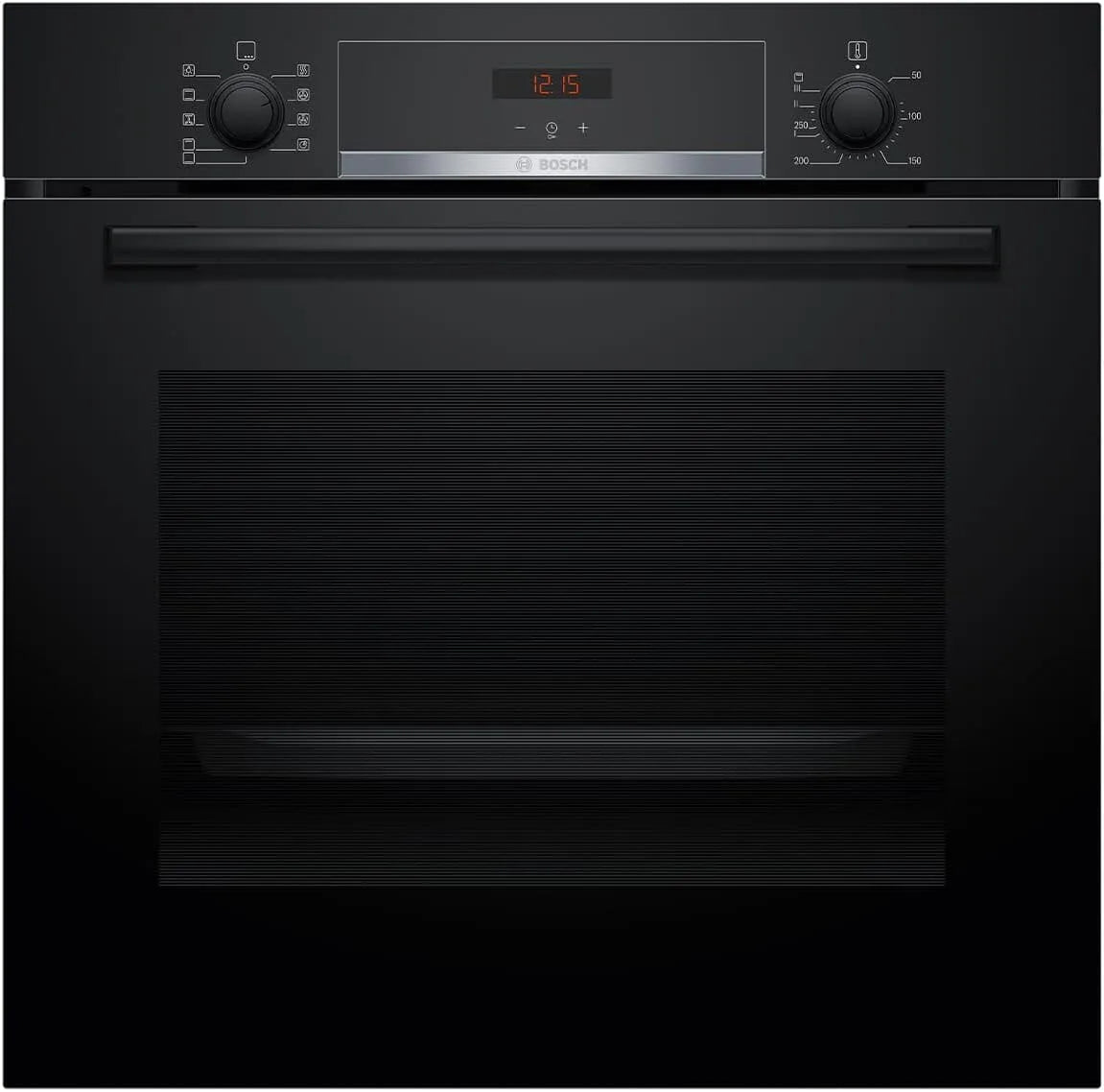 Bosch Serie 4 HBA514BB3 Backofen, 60 x 60 cm, Einbau, 3 Ebenen, 3D-Optik, Schwarz, LED-Display-Steuerung, Hydrolytische Reinigungshilfe, 3D-Heißluft