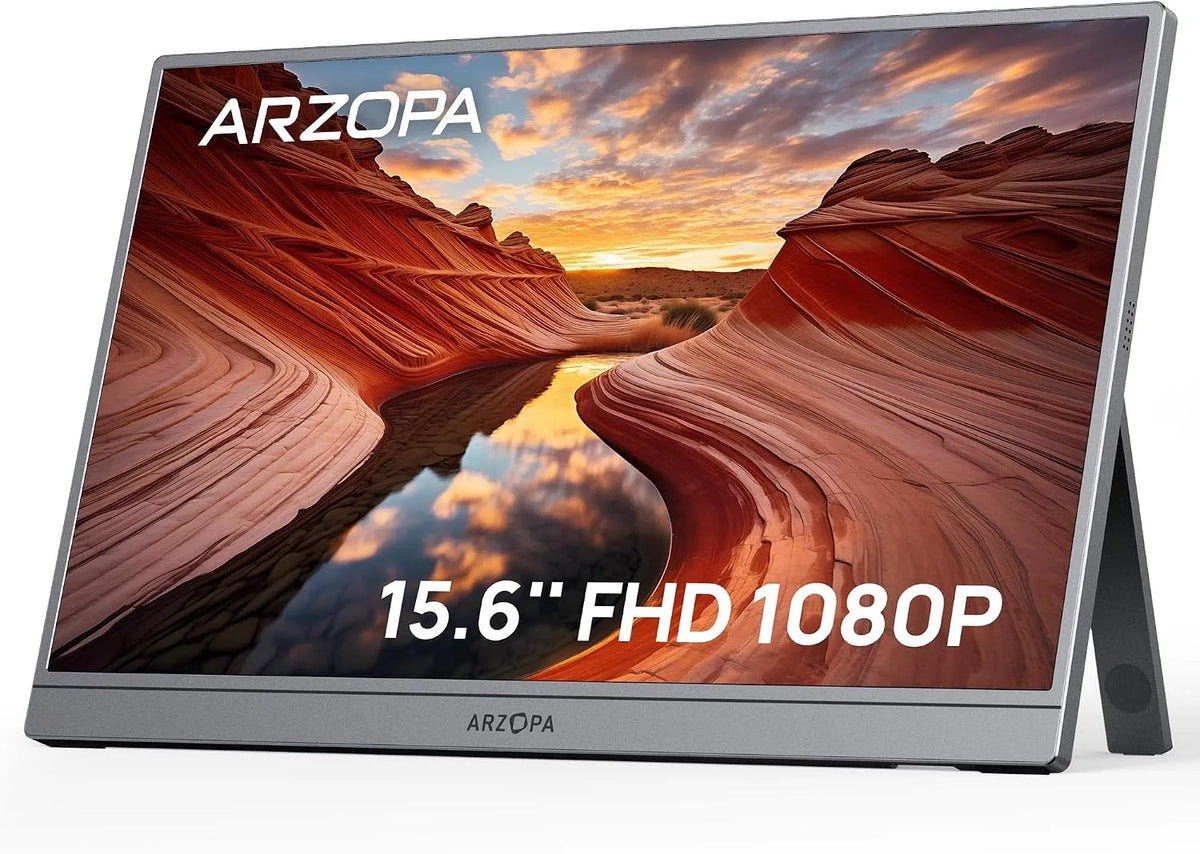Monitor 1080P PS5, 15, 6 Zoll, tragbar, Full HD, IPS-Panel, HDMI, USB, schmal, PC-Bildschirm, Grau, IPS Display für Laptop, 6 Zoll FHD, A1 Grau