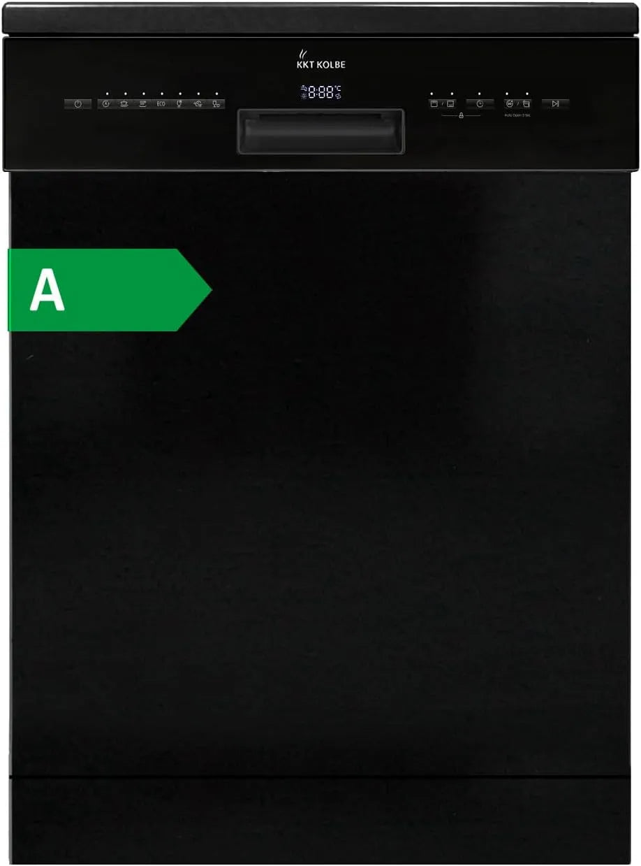 Geschirrspüler DW60FSS, 60 cm, 7 Programme, Spülmaschine, freistehend, LED-Beleuchtung, Schwarz, 14 Maßgedecke, höhenverstellbar, Automatische
