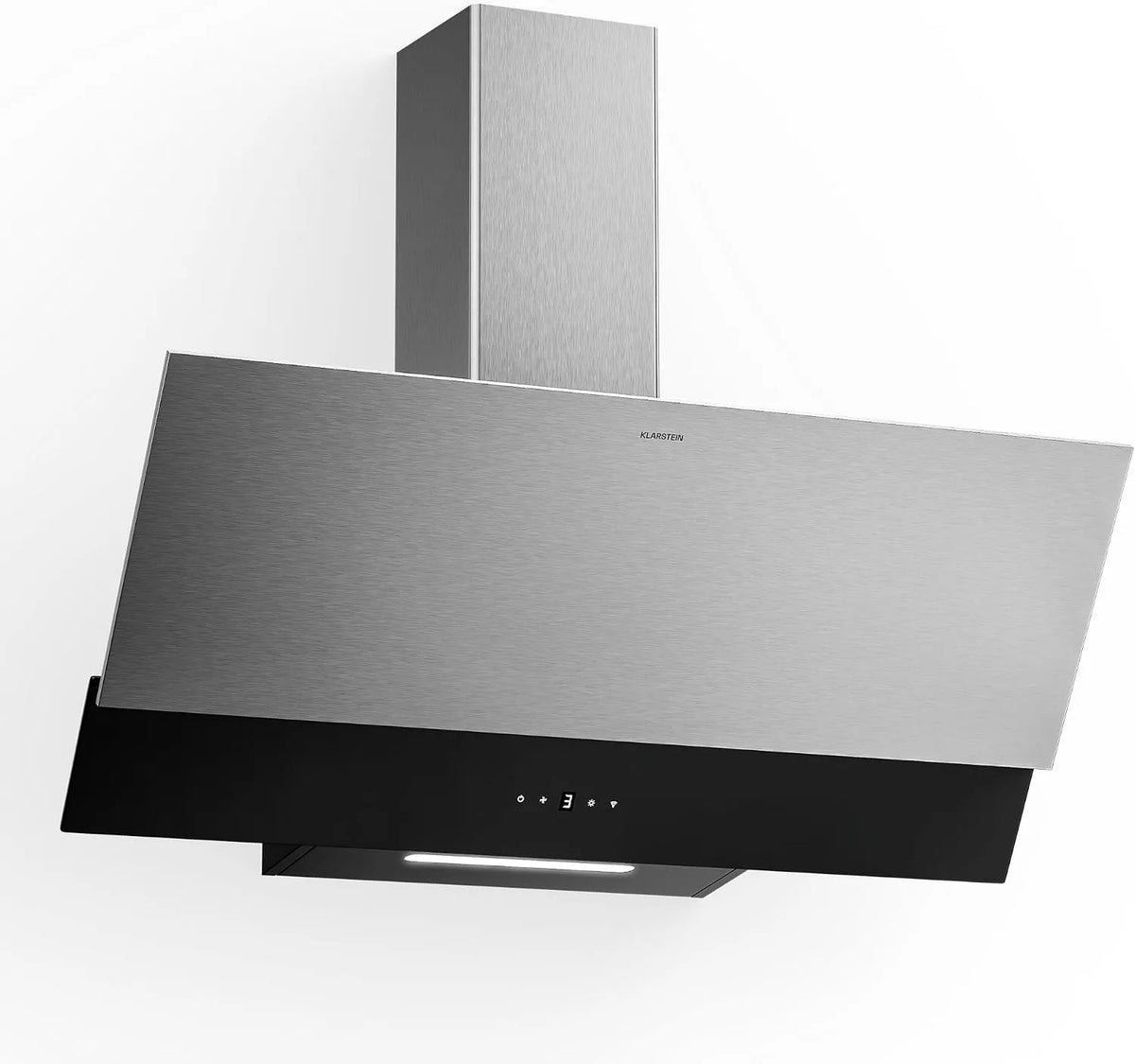 Klarstein Dunstabzugshaube, 90 cm, 624 m3/h, Küchenhaube, kopffrei und schräg, Touch-Bedienung, leise, Edelstahl, LED, A++ Energieeffizienz