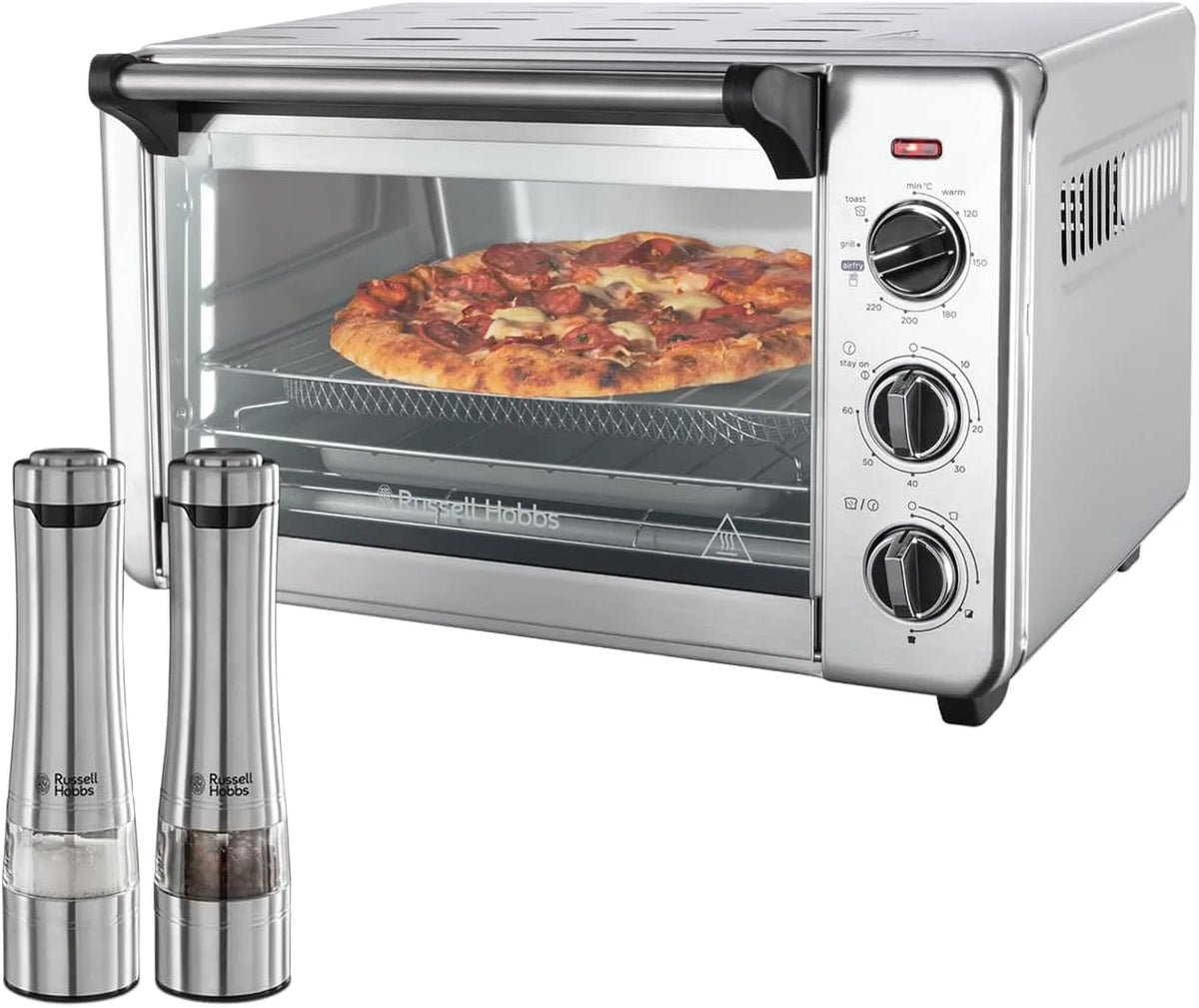 Russell Hobbs 5-in-1 2er Backofen, Warmhaltefunktion, Grill, Edelstahl, Express 26680-56 + Salz und Pfeffer Mühle elekr, Bundle Set: Russell Hobbs