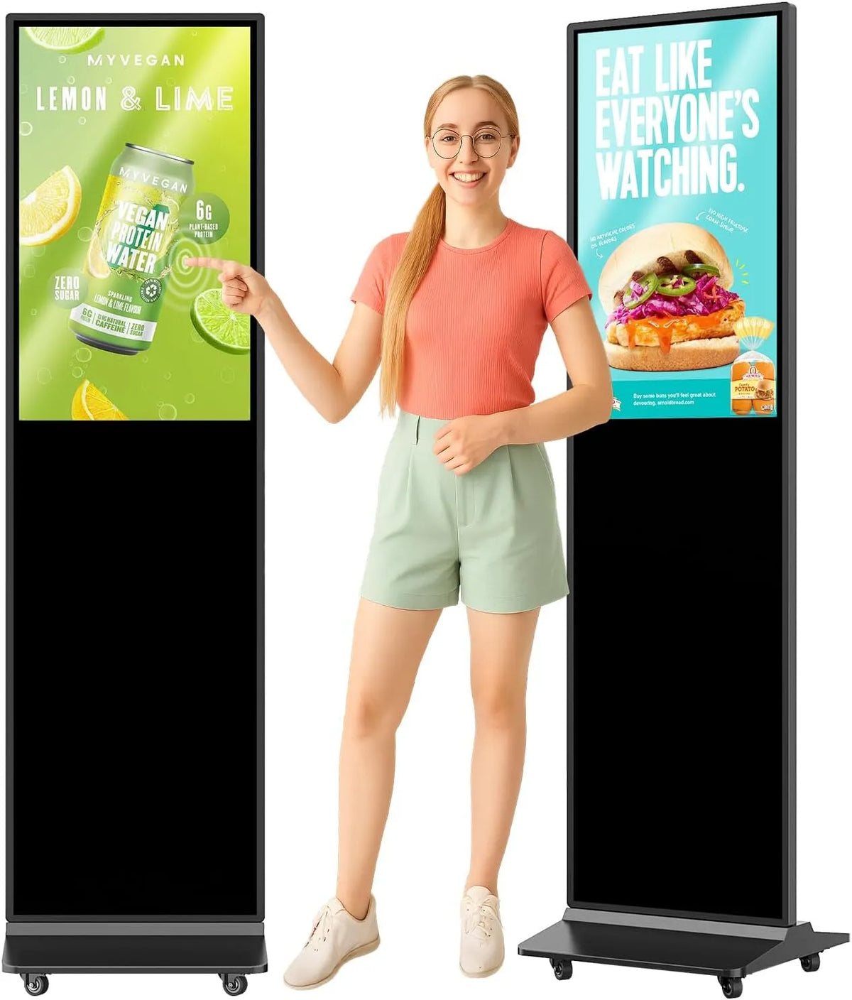 Digital Signage Display, LCD-Werbedisplay, Touch-Bedienung, WLAN, Android OS, HDMI, USB, digitaler Werbeanzeige, Schwarz, Touchscreen, 32'' Digital