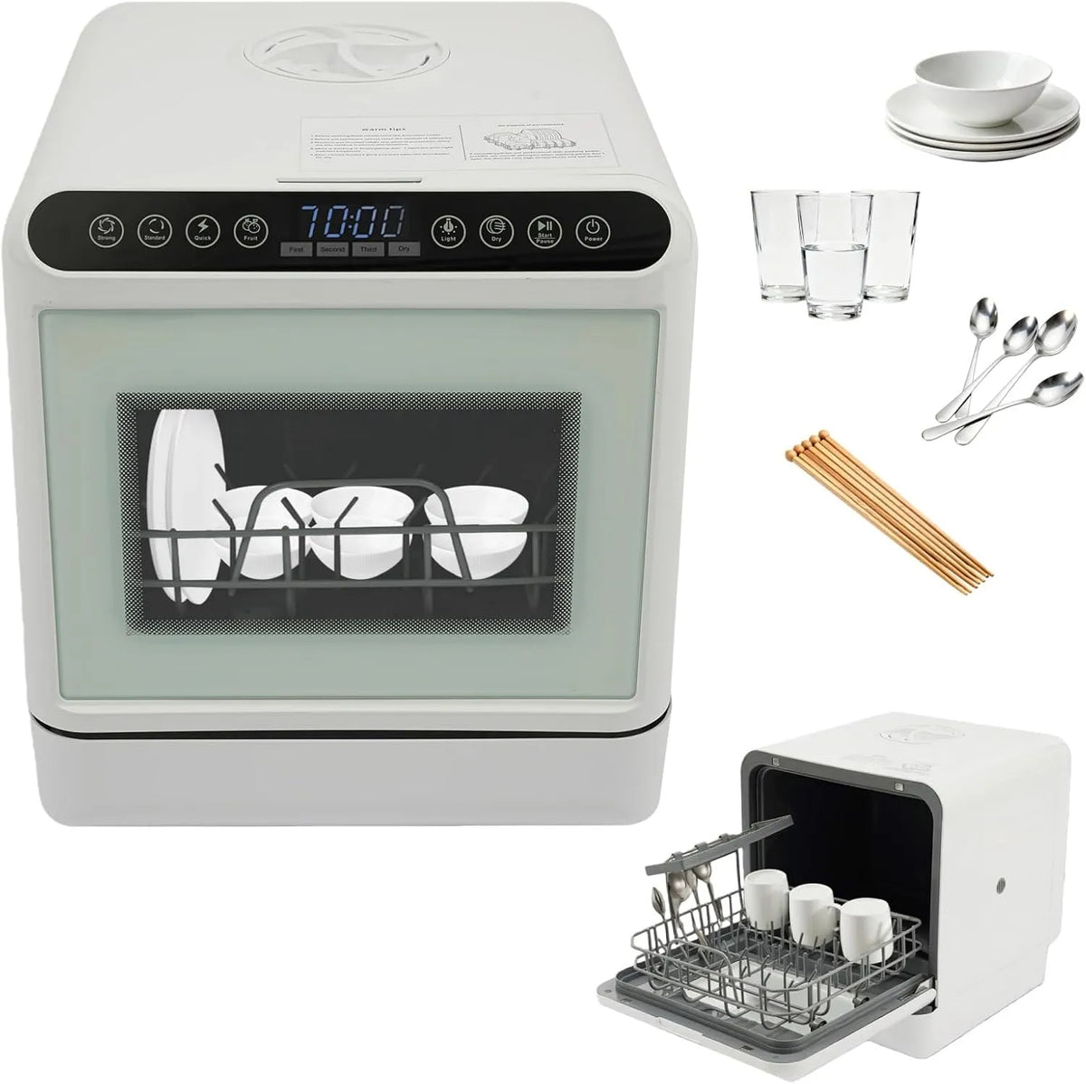 Geschirrspüler, 6 L, Spülmaschine, Touch-Bedienung, großer Wassertank, Dishwasher Touch Control, 25 mins, 60 mins, 70 mins, 120 mins, Schnell