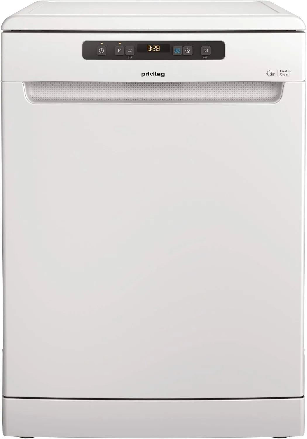 Geschirrspüler, 60 cm, Energieklasse D, Privileg 3T133, freistehend, 14 Maßgedecke, Fast&Clean 28', Auto Door, Push&Go, Intensivprogramm
