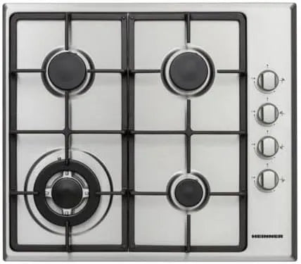 Gaskochfeld HBH-V4IWFSCIx, 58 cm, Einbau, Edelstahl, Gaskocher, 5 Jahre Garantie, 4 Leistungsstarke Gasbrenner, Elektrische Zündung, Sicherheitssystem