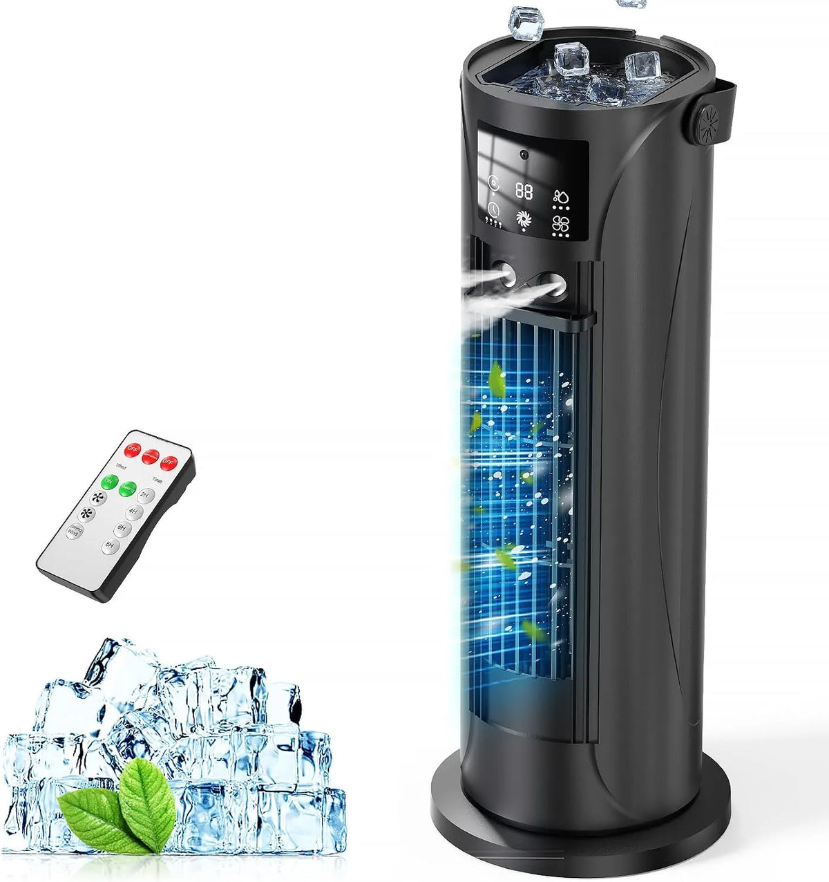 Klimaanlage, Timer, Schwarz, 120° schwenkbarer Luftauslass, Wassernebel-Technologie, für Zuhause, Büro, Schlafzimmer