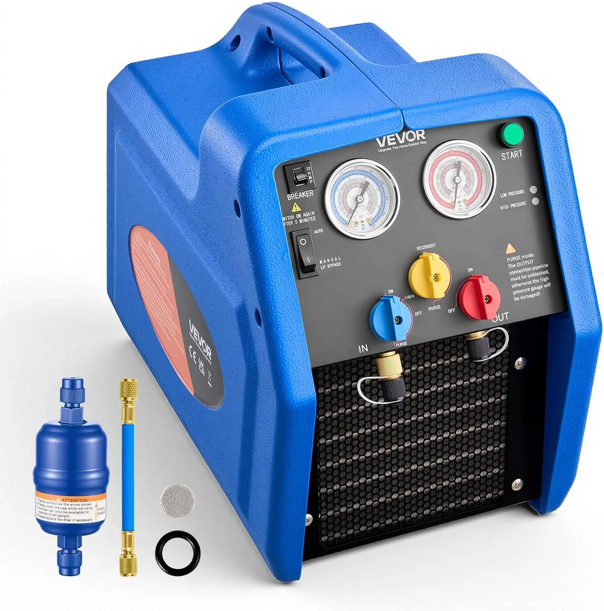 VEVOR 220V/50Hz A2L Klimaanlage, 50 Hz, 220 V, tragbar, 1450 U/min, Rückgewinnungsgerät für KFZ- & Hausklimaanlagen, VEVOR Kältemittelabsauggerät
