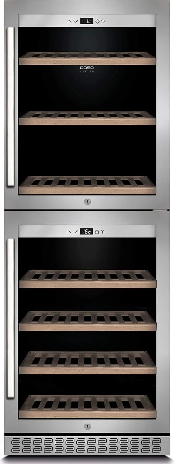 Caso 126-2D Weinkühlschrank, Edelstahl, WineChef PRO mit App, für 126 Faschen Weinkühlschrank, 126 liters