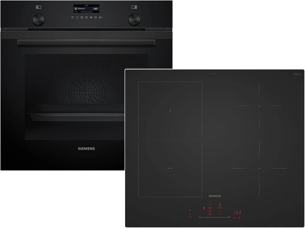 Siemens PQ100J60PL HB279GBB3 Backofen, autark, Edelstahl, Schwarz, Siemens Set PQ100J60PL Pyrolyse-Backofen Deep Black Inox HB279GBB3 +