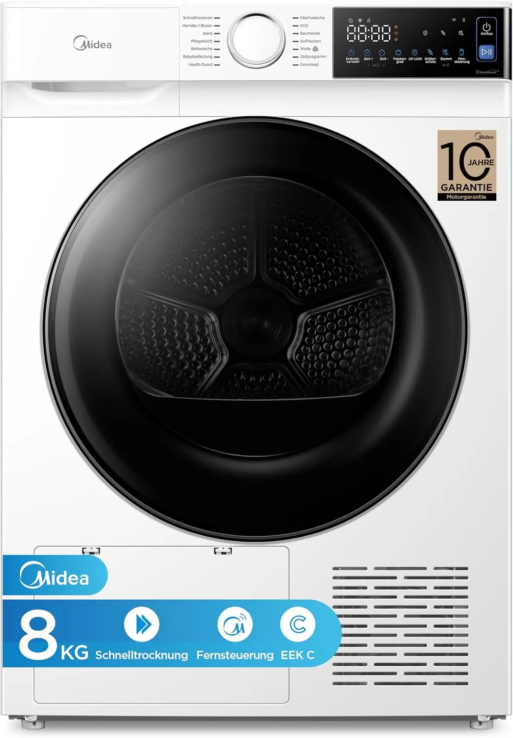 Wäschetrockner MDV5EH80WBC, 8 kg, Energieklasse C, Midea Serie V5 Wärmepumpentrockner 8kg Energieklasse C SmartDry MDV5EH80WBC