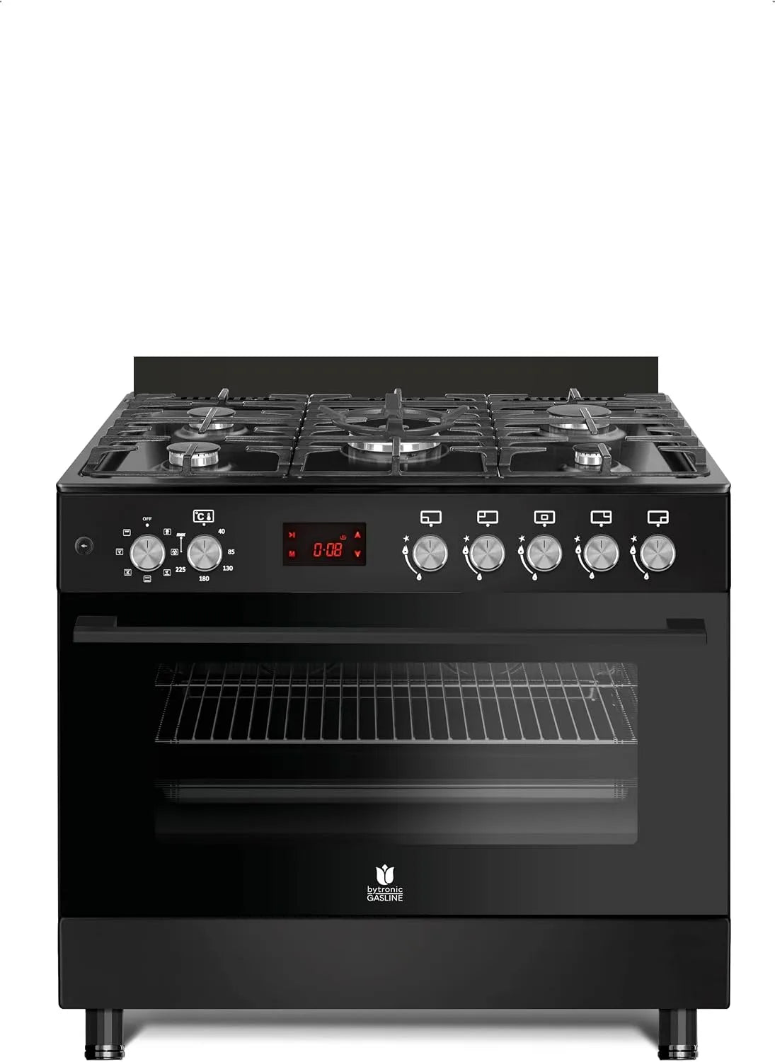 Gasherd mit Elektrobackofen GAG90GOBEEL 1-fach-Teleskopauszug, 90 cm, Schwarz, Gasline Gas-Standherd mit Elektro Backofen GAG90GOBEEL mit, 90 cm breit