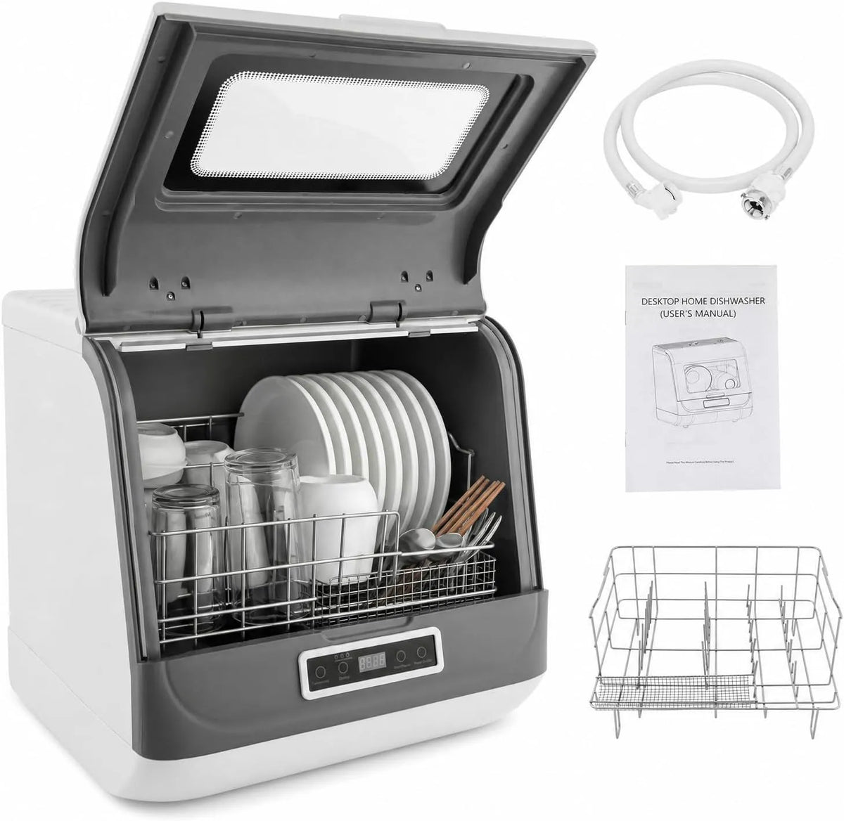Geschirrspüler, 5 L, Spülmaschine, tragbar, für Hausgebrauch, Mini Spülmaschine Trocknen bei Hoher Temperatur Tragbarer Smart Tischgeschirrspüler