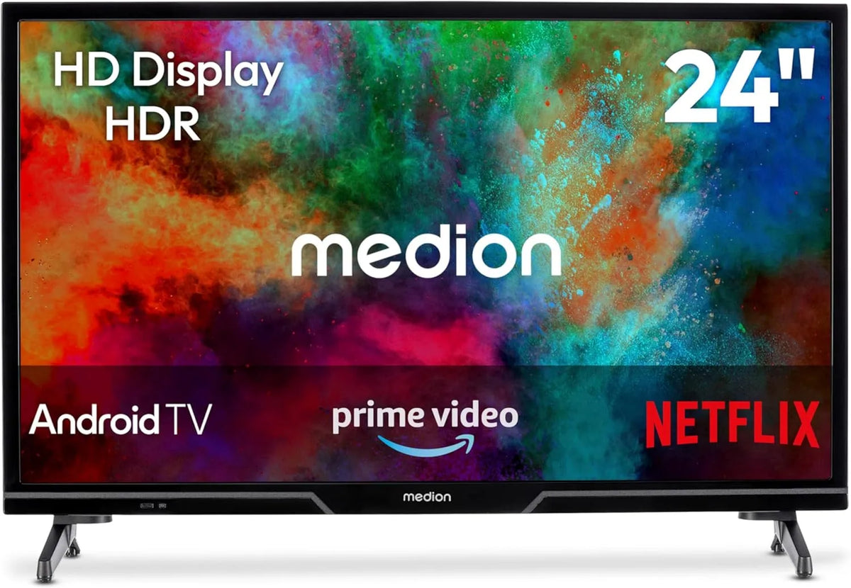 Smart TV, 24 Zoll, Fernseher, HDR, Bluetooth, Android OS, PVR-Aufnahme, MEDION 59, MD 824100, 8 cm, Prime Video