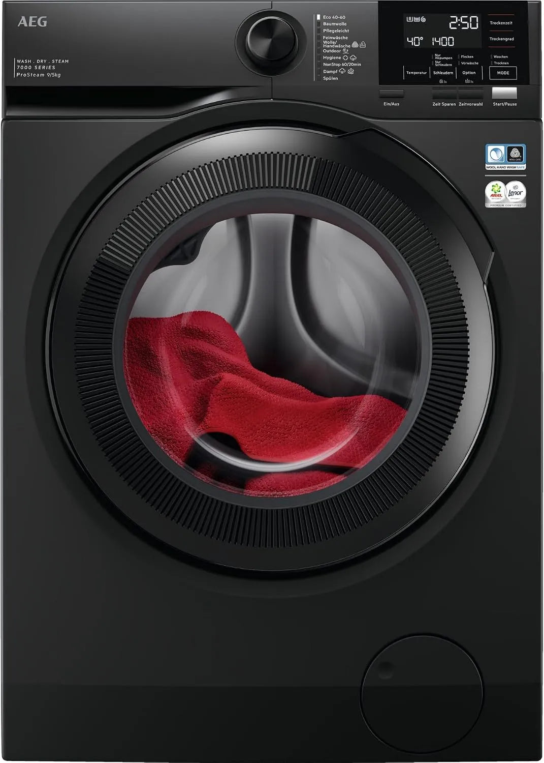 AEG Serie 7000 LWR7S65690 Waschtrockner, 9 kg, Waschmaschine, Trockner, 1600 U/min, ProSteam, 9 kg Waschen, 5 kg Trocknen, energiesparend