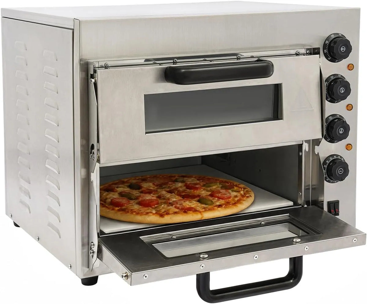 Elektrischer Pizzaofen, 3000 W, 220 V, Edelstahl, Pizzaofen 3000W 220V, Cordieritplatten
