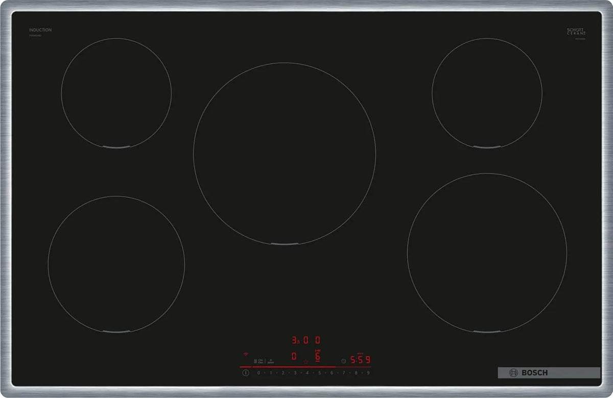 Bosch Serie 6 PIV845HB1E Induktionskochfeld, 80 cm, Induktionsplatte, autark, Kochfeldbasierte Haubensteuerung, 80 cm breit, schnelleres Kochen
