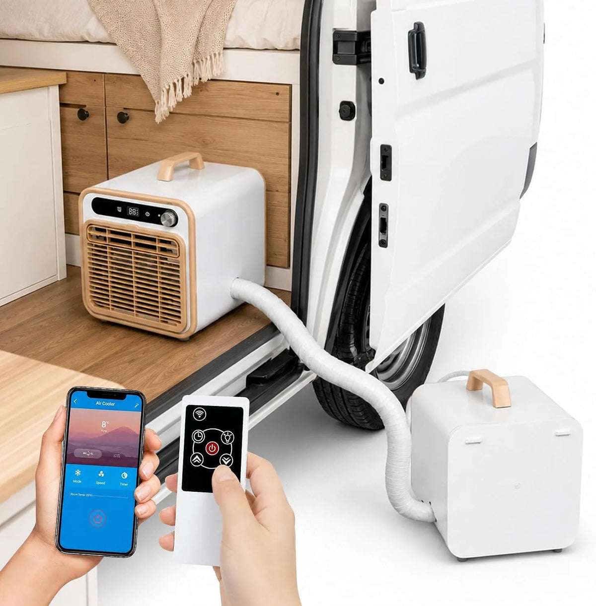 Klimaanlage 12-Stunden-Timer 1m-Pipe, 40 dB, tragbar, leise, Camping, Zuverlässig Für Camper & Wohnmobil 1m-Pipe