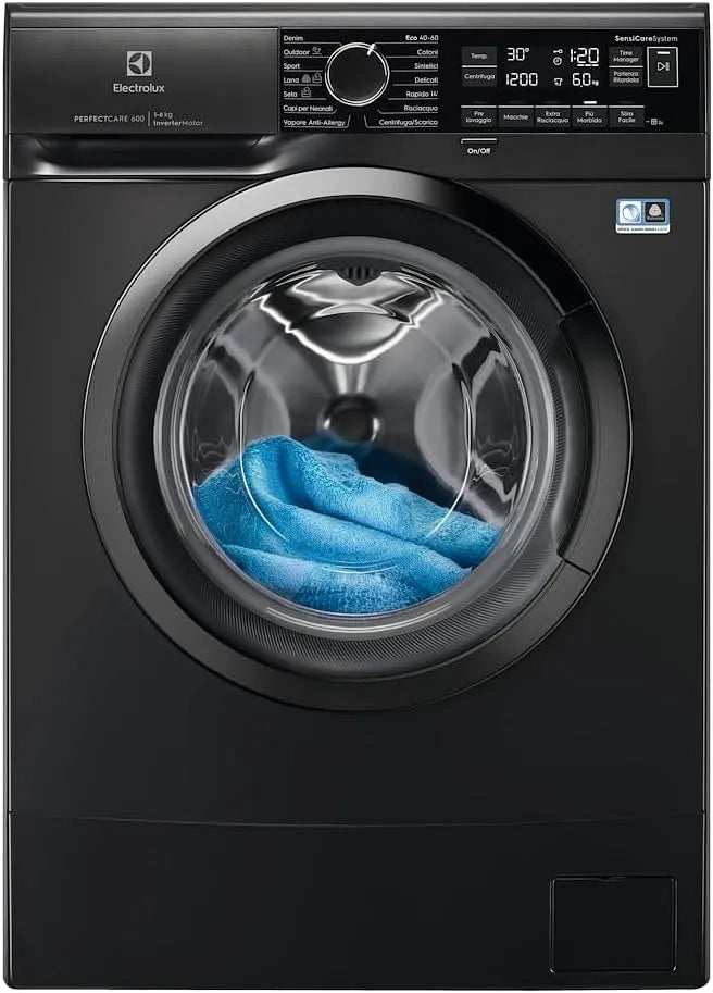 Electrolux EW6S306BL Waschmaschine, 6 kg, Energieklasse B, schmal, 951 Umdrehungen pro Minute, Technologie SensiCare 600, LED-Display, Dunkelsilber