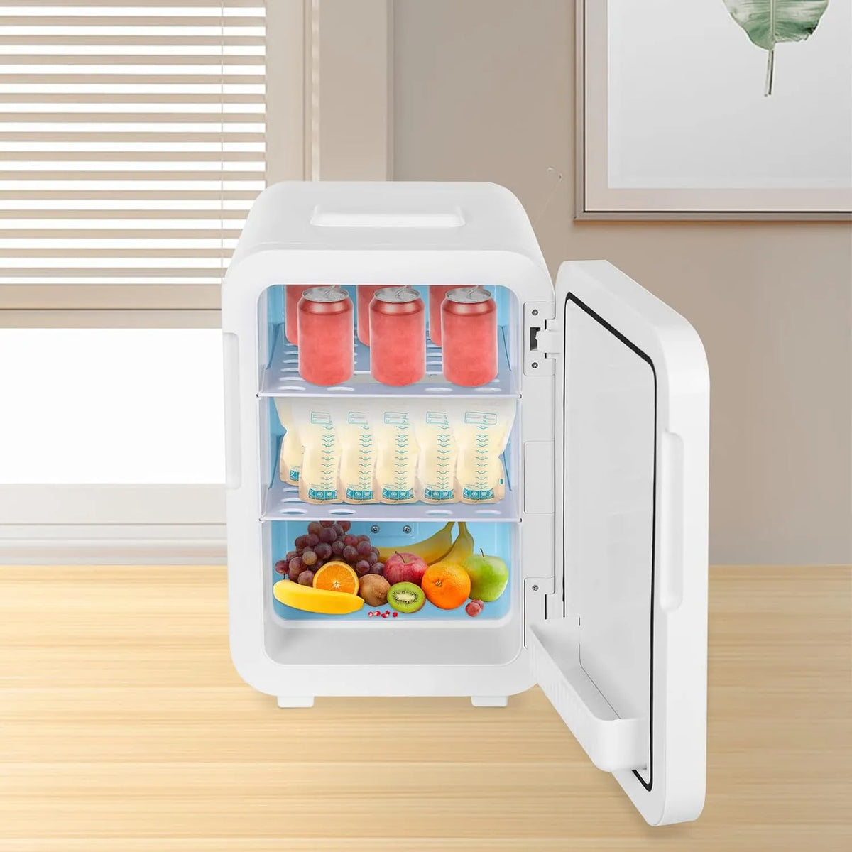Kühlschrank DC, 220V, 20 L, 12 V, Digitalanzeige, 2 Temperaturzonen, Kleiner Getränkekühlschrank 12V DC, Mini Kühlschrank Fridge mit