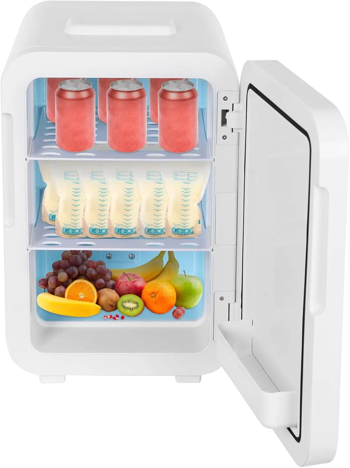 Kühlschrank, 16 L, 12 V, 16L thermoelektrisch kühlbar heizbar LED Zuhause, Mini-Kühlschrank 16L 12V/220V thermoelektrisch kühlbar heizbar LED Zuhause