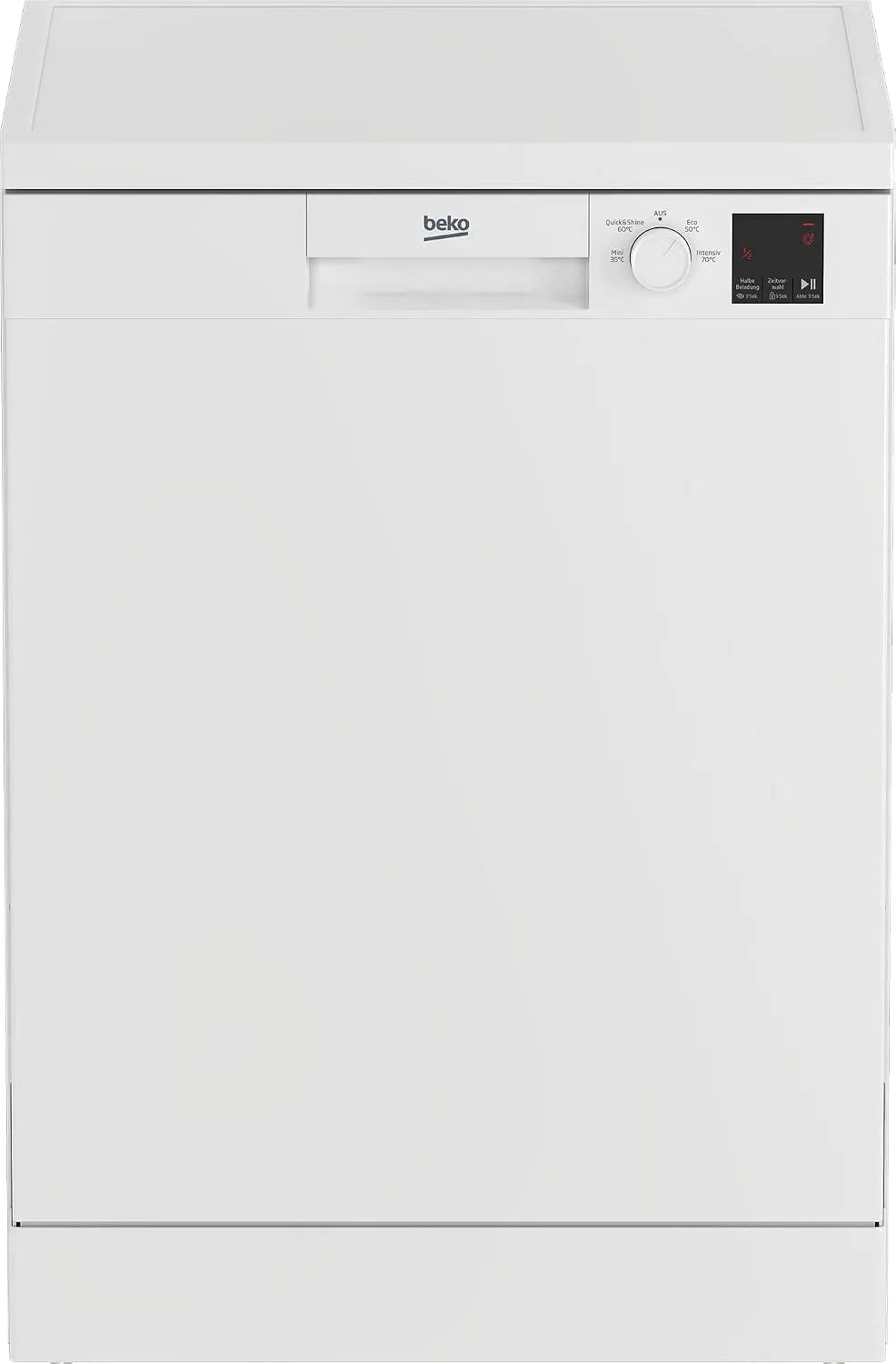 Beko DFN04321W Geschirrspüler, 60 cm, Spülmaschine, freistehend, 2 Temperaturzonen, Weiß, rotes LED-Display, 13 Maßgedecke, 2 Spülebenen