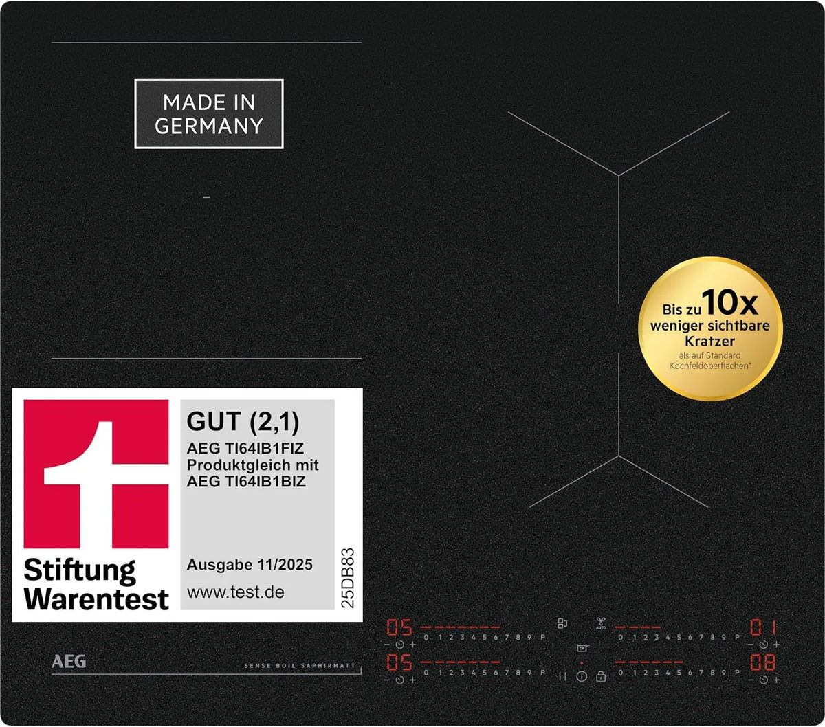 AEG TI64IB1FIZ Induktionskochfeld, 60cm, Induktionsplatte, ETM Testsieger, AEG Induktionskochfeld 60cm SaphirMatt StiWa gut