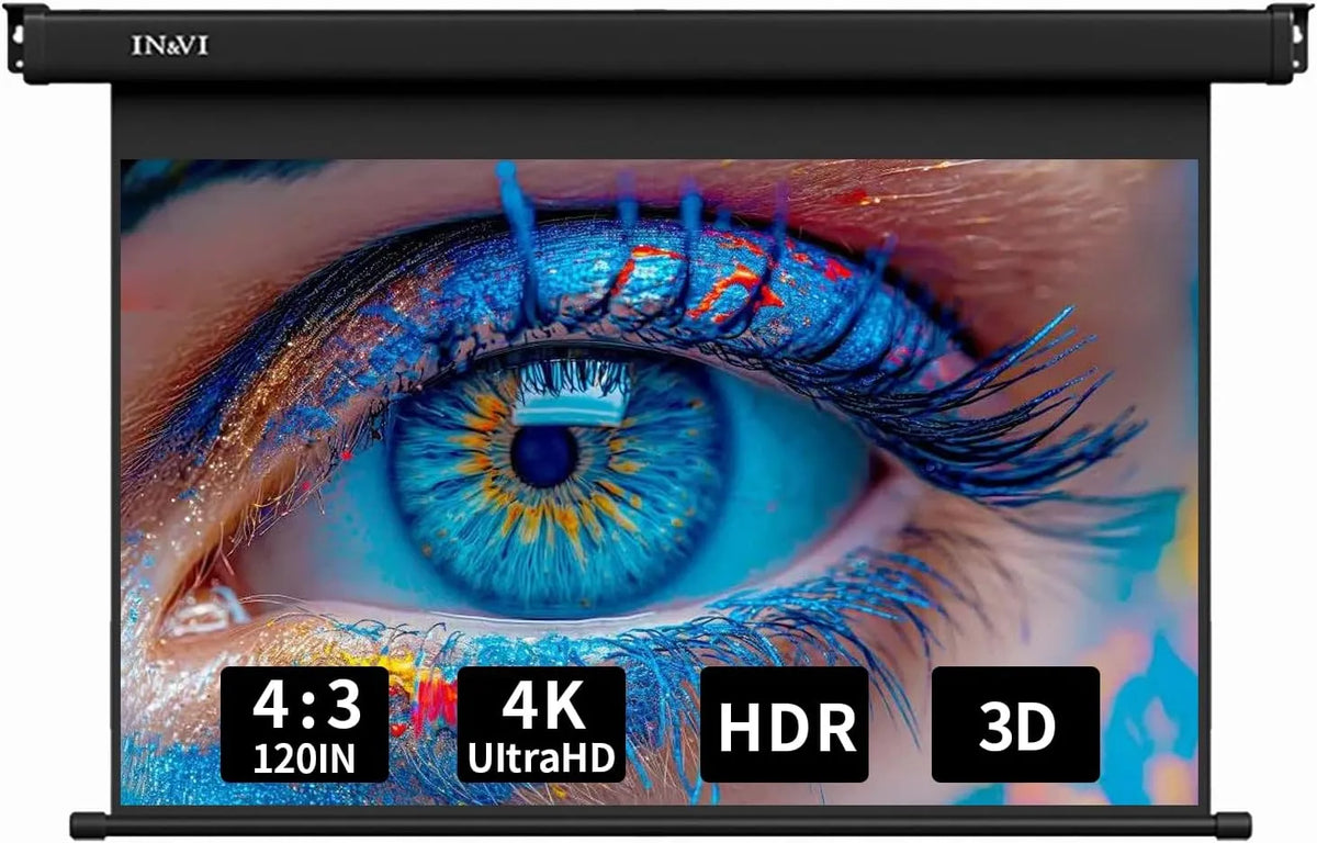 Projektor, 120 Zoll, 3D-Optik, 4K UHD, Beamer, Zur Decken, Wand-Montage, Leinwand Beamer 4K 3D HD 120 Zoll Format 4:3 Projektionsleinwand für Heimkino