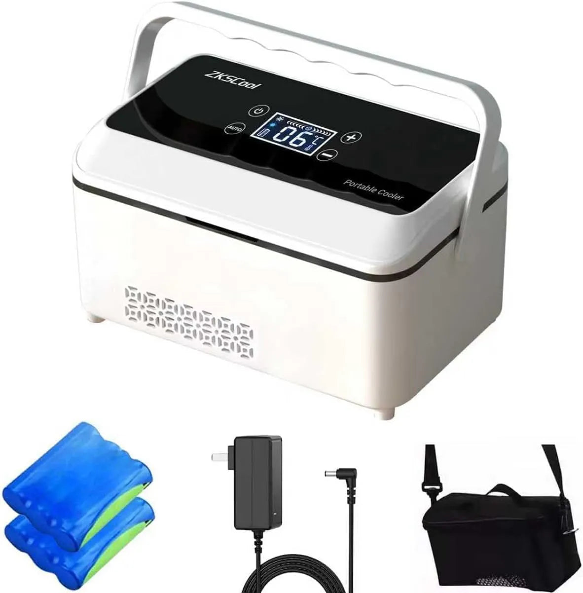 Elektrische Kühlbox 13600mAh, 2 bis 8 °C, tragbar, Outdoor, LCD-Display, Auto, 2 Temperaturzonen, Medikamenten- und Insulintransport, mobile Kühlbox