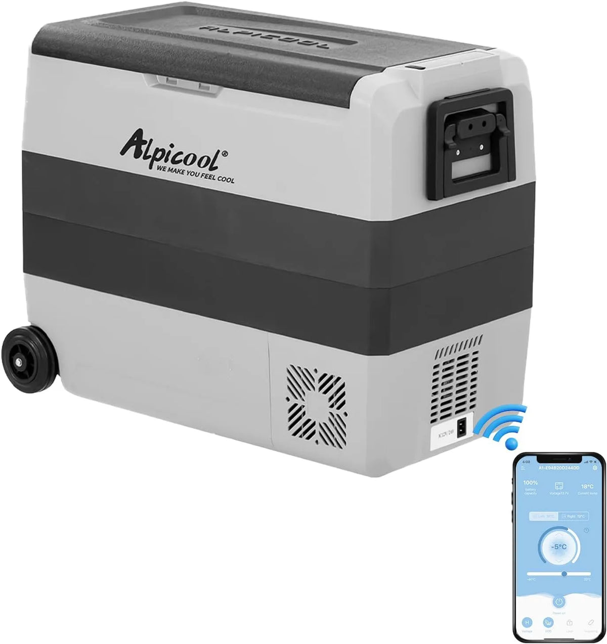 Elektrische Kühlbox T60 12v/24v, 60 L, 12 V, tragbar, Auto, Camping, mobile Kühlbox, Alpicool T60 60L Kompressor Kühlbox