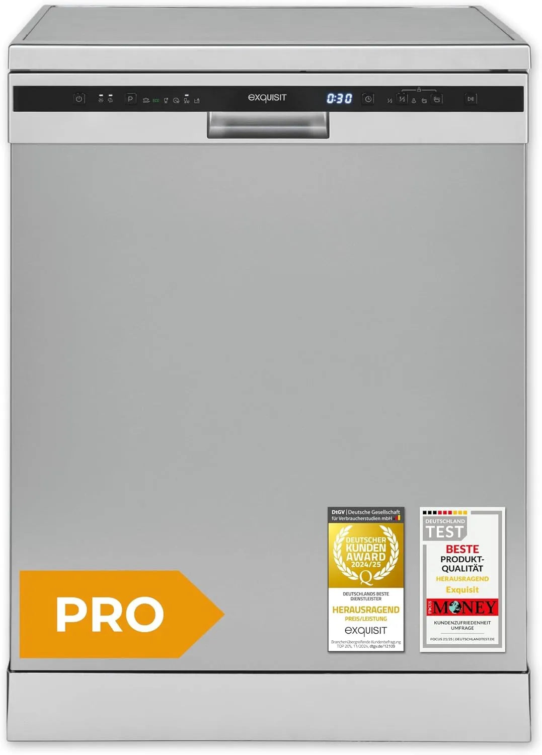 Exquisit GSP56314-030C Geschirrspüler, 60 cm, Spülmaschine, freistehend, Silber