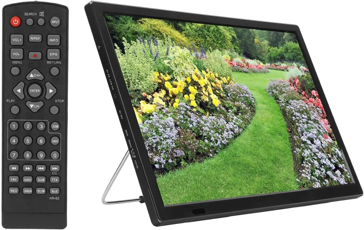 Smart TV 1080p MP4, 16 Zoll, Fernseher, tragbar, Unterstützt 1080p Video MKV MOV AVI WMV MP4 FLV MPEG1-4 UKW-Radio mit Ständer für Autoreisen Im