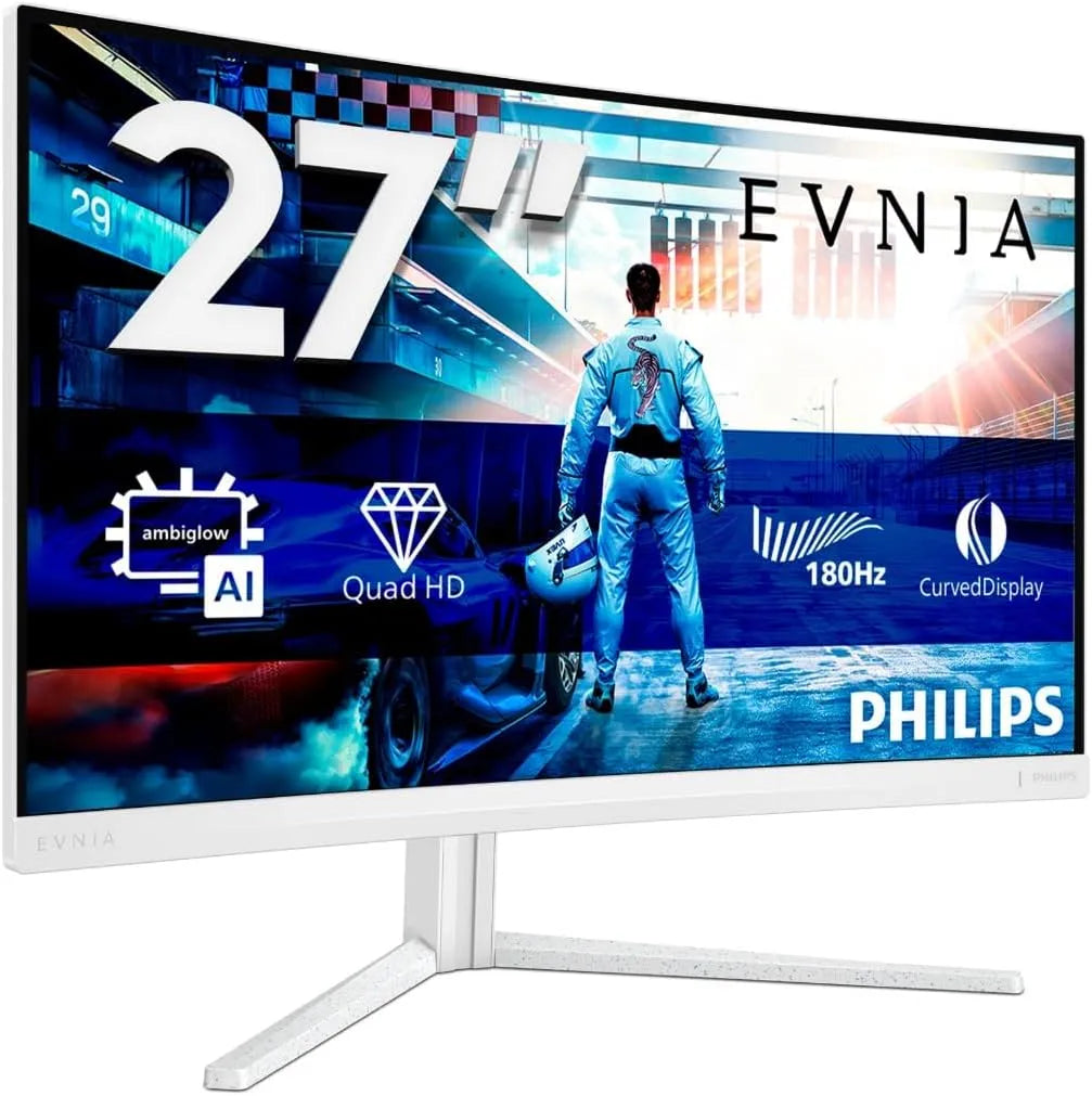 Philips 27M2C5501-27 Monitor, 27 Zoll, 2560 × 1440, 1 ms, 180 Hz, 2 HDMI, Gaming-Ausstattung, HDR, IPS-Panel, PC-Bildschirm, Weiß, HDR10, 2x HDMI 2.0