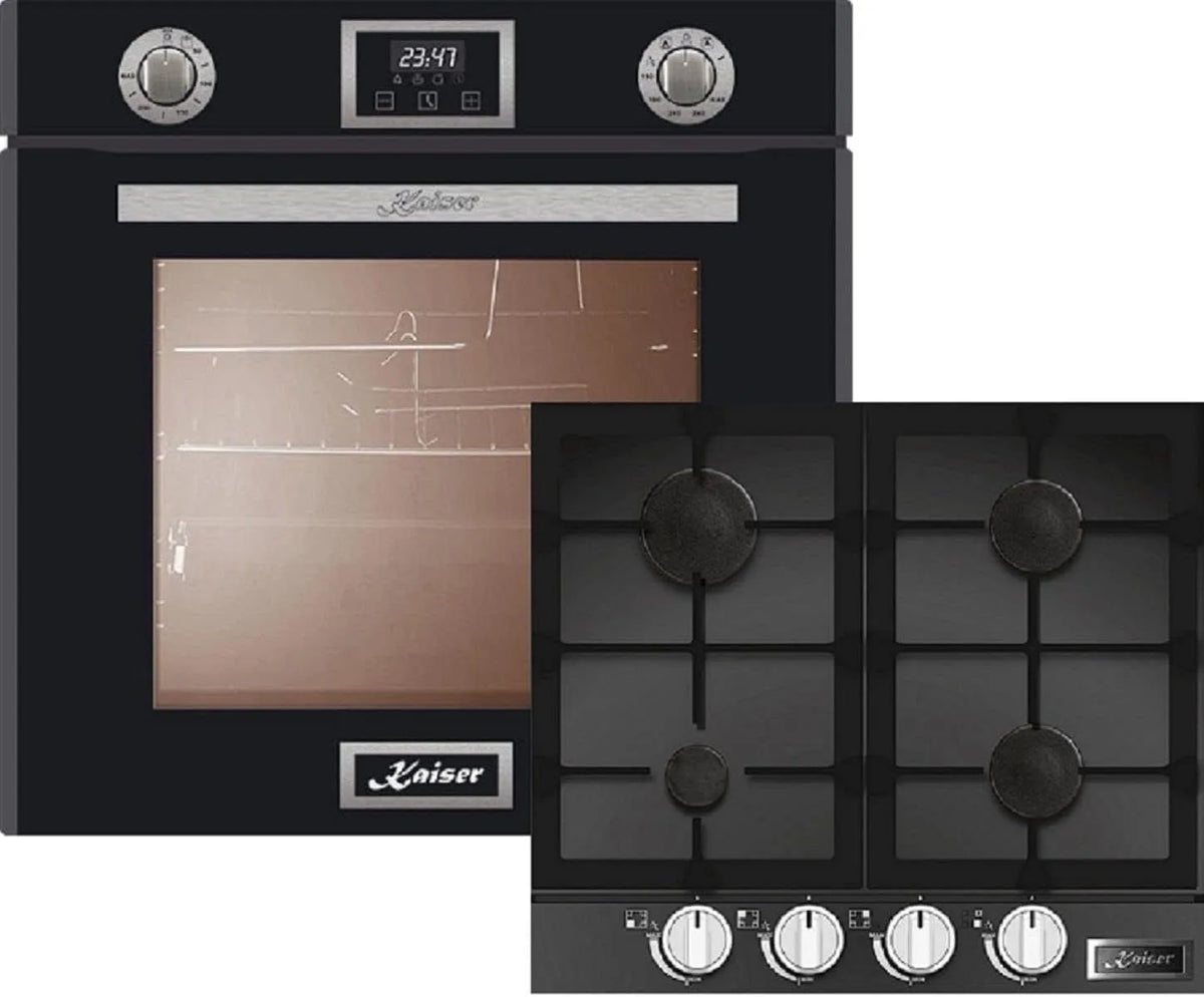 Backofen, 60cm, 79 L, Einbau, autark, Grill, Schwarz, Einbau Herd, 79L, Umluft, Unterhitze, Drehspieß, Selbstreinigung, Erdgas, Propangas