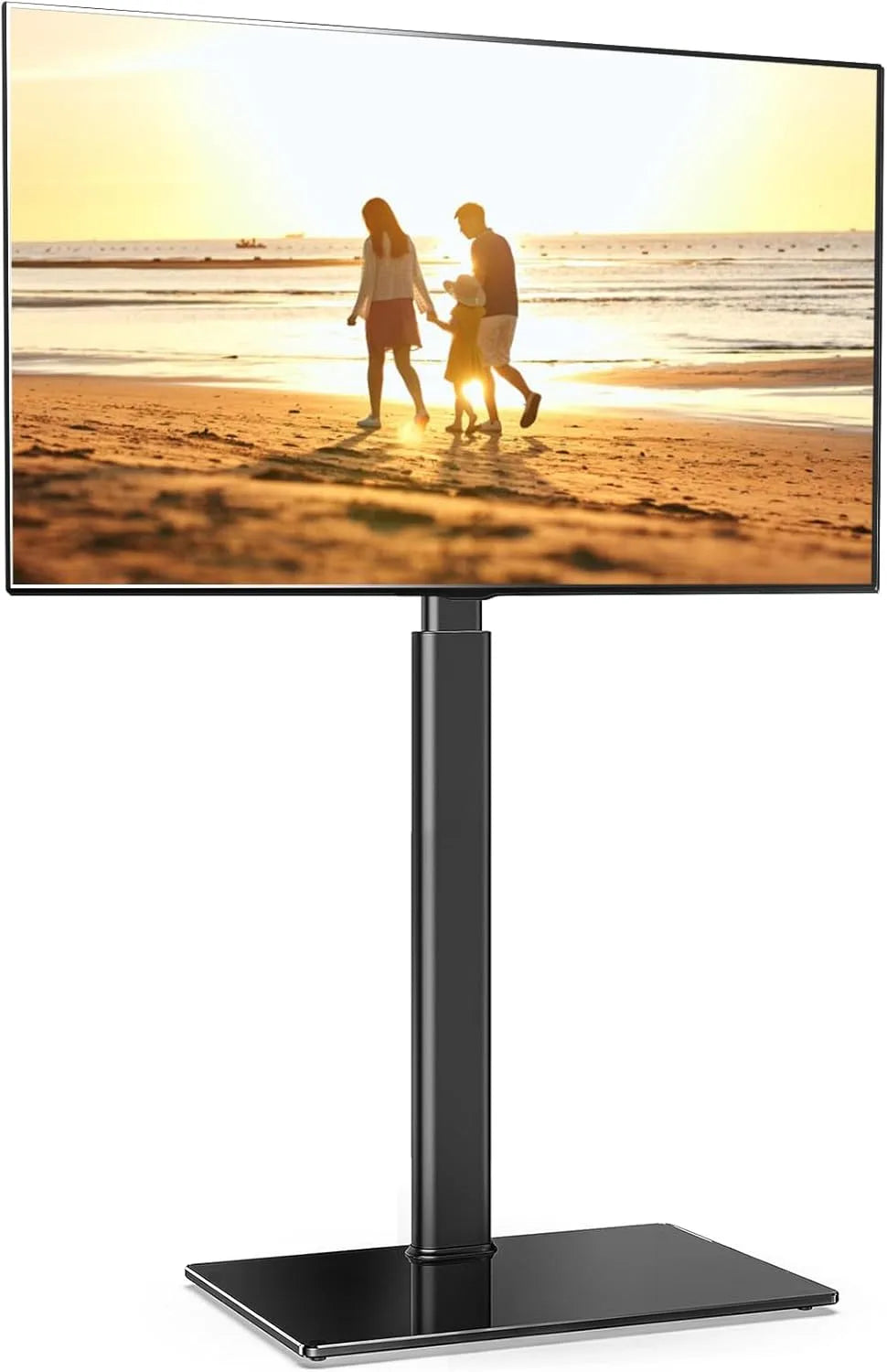 TV-Möbel, 60 Zoll, Schwarz, Bis zu 30 KG, FITUEYES TV Ständer mit Glasboden für 32