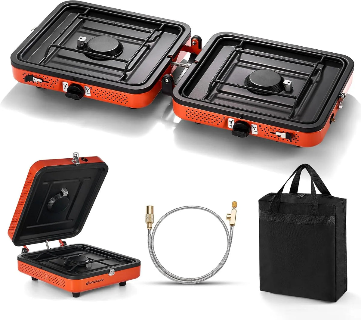 Campingkocher, 4400 W, tragbar, 4400w Camp Stove Leichter Gasherd für Camping Kochen im Freien Backpacking und Picknick, Odoland Portable 2 Brenner