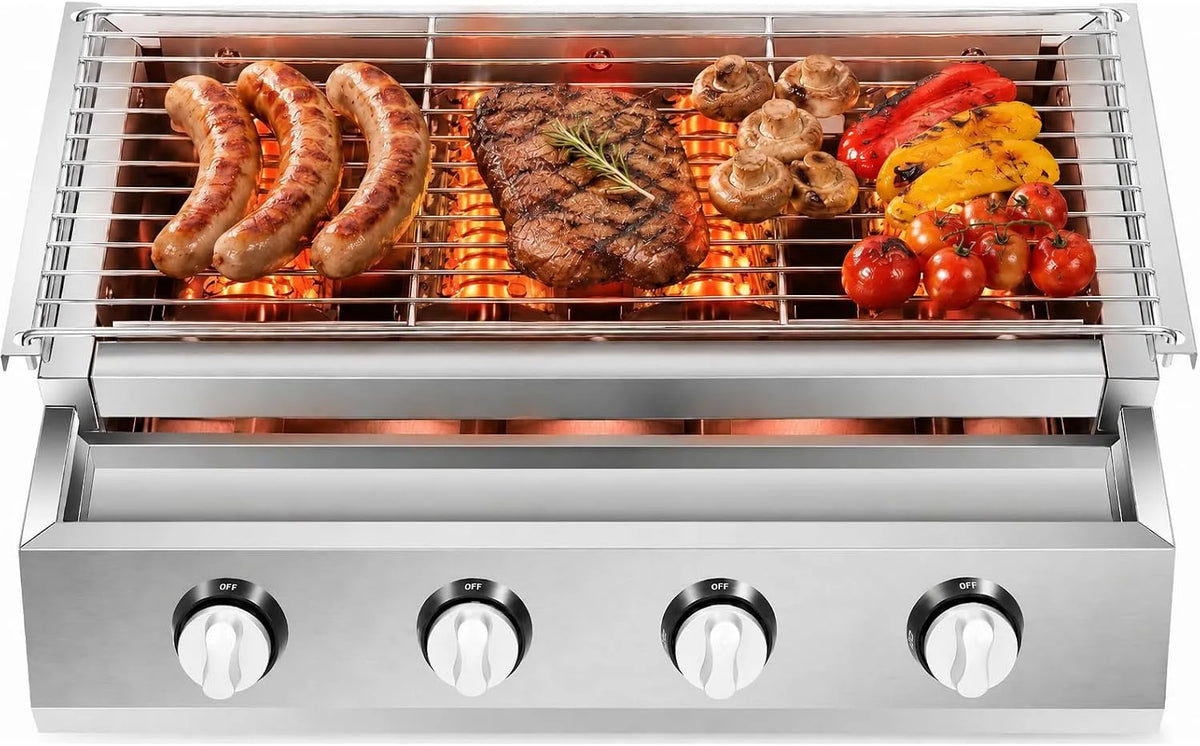 Gaskochfeld, tragbar, Outdoor, Grill, Edelstahl, Gaskocher, Silber, für jeden Außenbereich