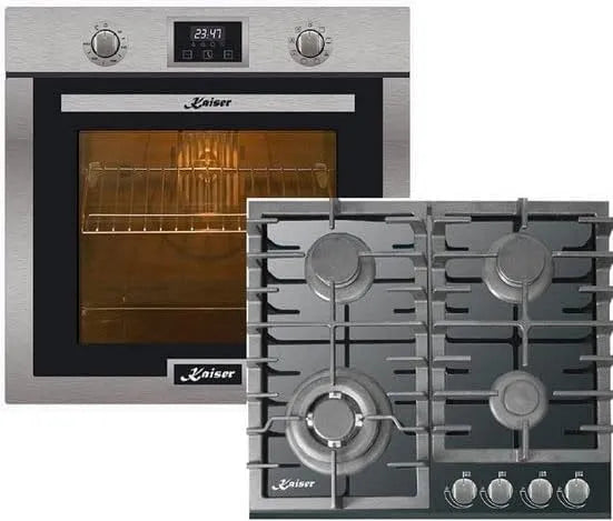 Backofen, 60cm, 79 L, Kaiser 6323+KCG, Einbau, Schwarz, 8kW WOK, Einbau Herd, Schwarz Glas