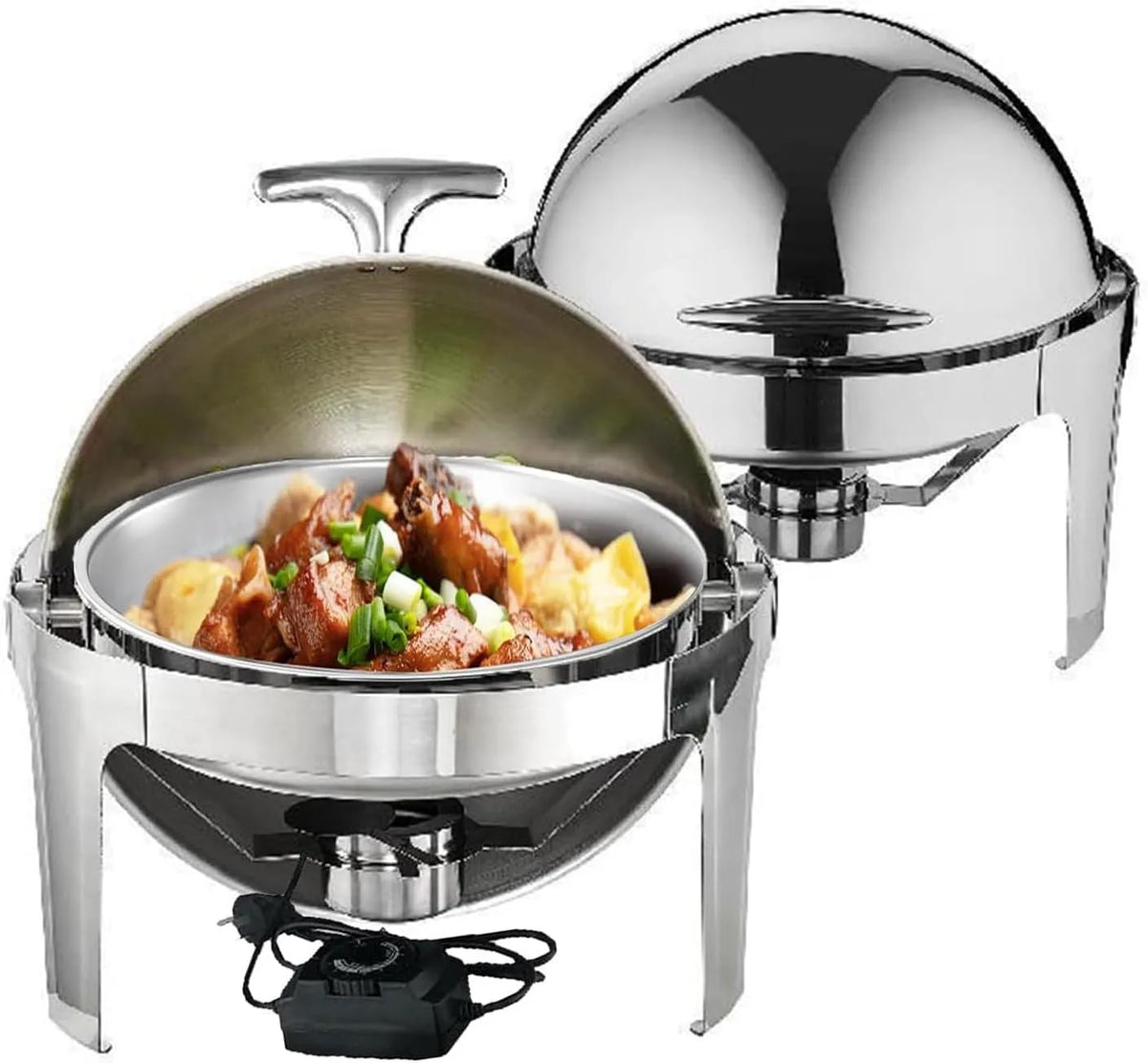 Chafing Dish Warmhaltebehälter, Edelstahl, 180°-Öffnungs- und Schließklappe, l optischer elektrischer Heizbuffet-Herd, kleiner Chafing Dish für