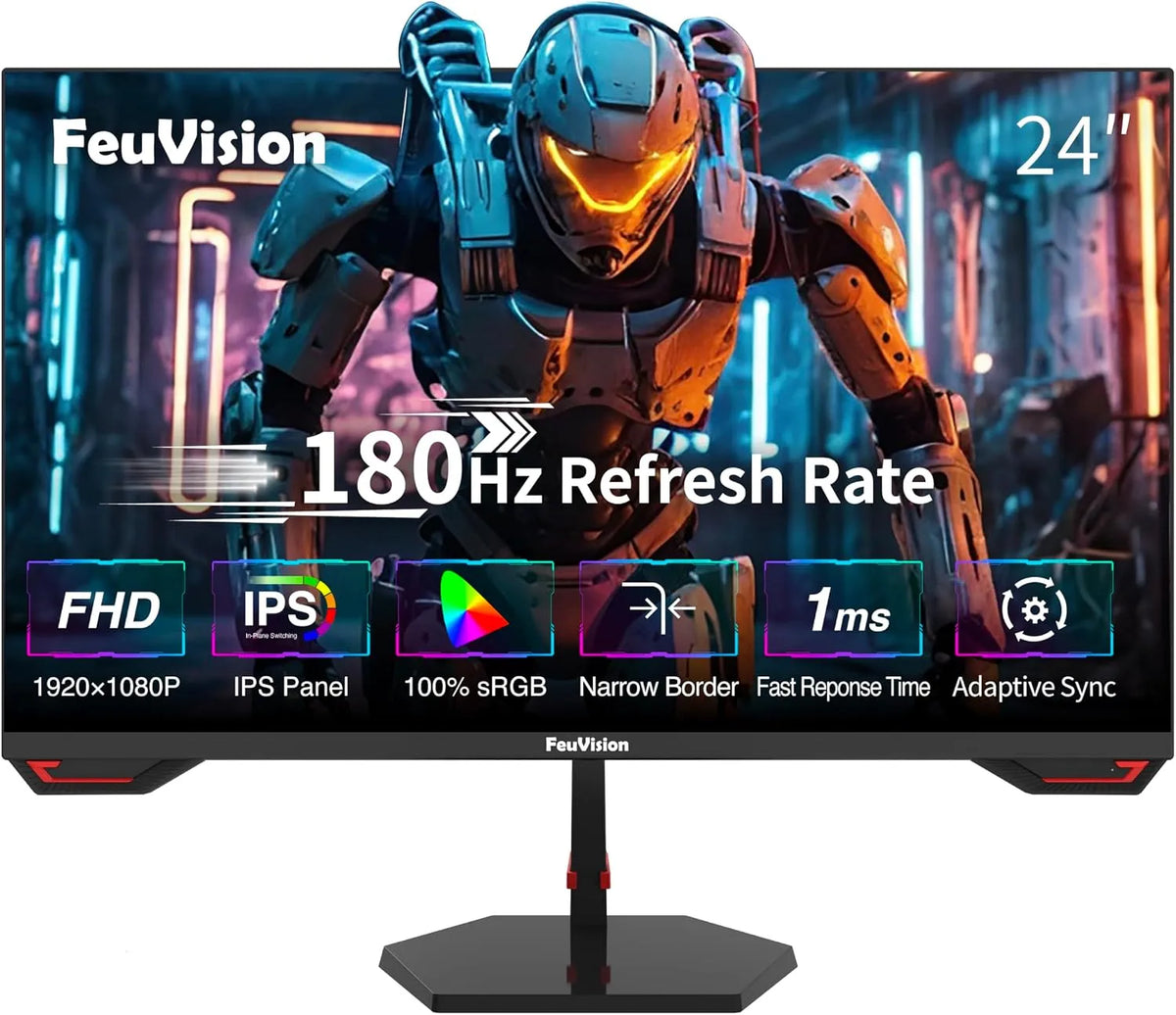 Monitor, 24 Zoll, 180 Hz, FeuVision 1080p, Full HD, IPS-Panel, PC-Bildschirm, Fast IPS, FHD