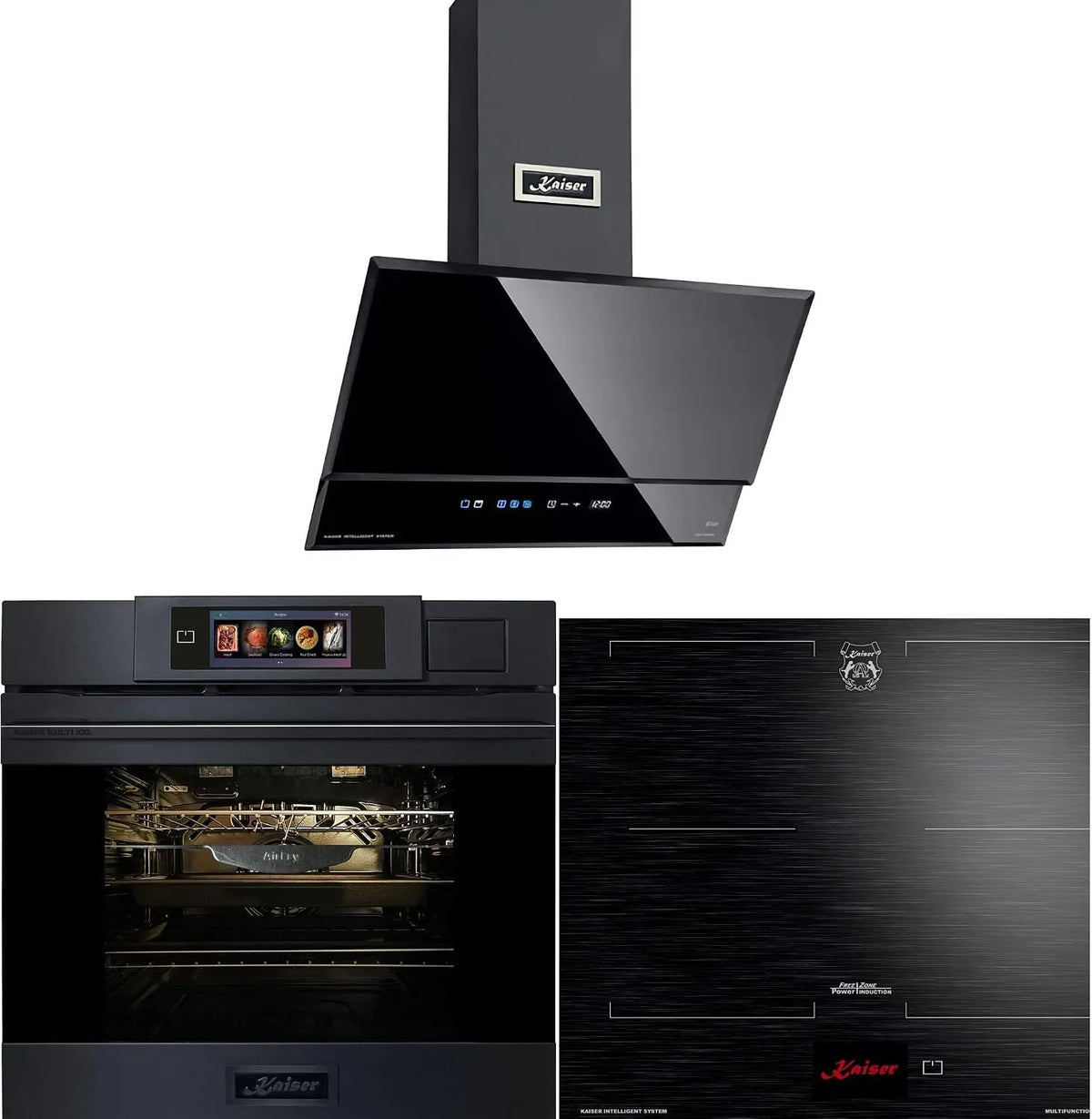 Backofen, 60cm, 86 L, 1250 m3/h, Kaiser 6341+KCT 6140+AT, Einbau, Touch-Bedienung, autark, Dampf, TFT FullTouch, Induktionskochfeld FREE ZONE