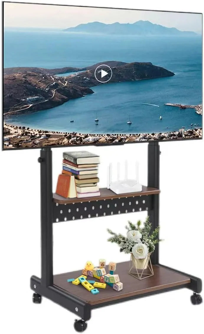 TV-Möbel, 86 Zoll, TV Ständer Rollbar Universal Boden Floor TV Mount Tragend 100kg Höhenverstellbar Wagen Standfuss für 43-86 Zoll Fernseher