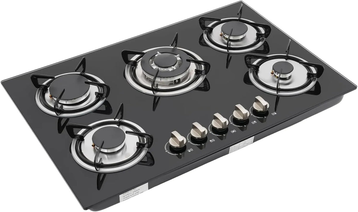 Campingkocher, 77 x 51 x 7cm, Einbau, Gaskochfeld 5 Flammig, Batteriezündung, für Zuhause und Wohnmobil
