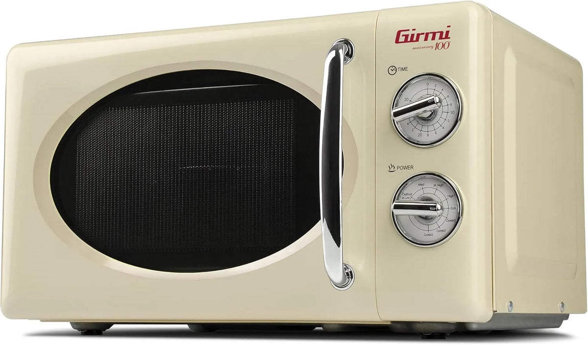 Mikrowelle, 20 L, 800 W, Girmi FM21 30-Minuten-Timer, Grill, Auftaufunktion, 700+800 W, 20 Liter, Kombinationsgaren, Cremefarbe