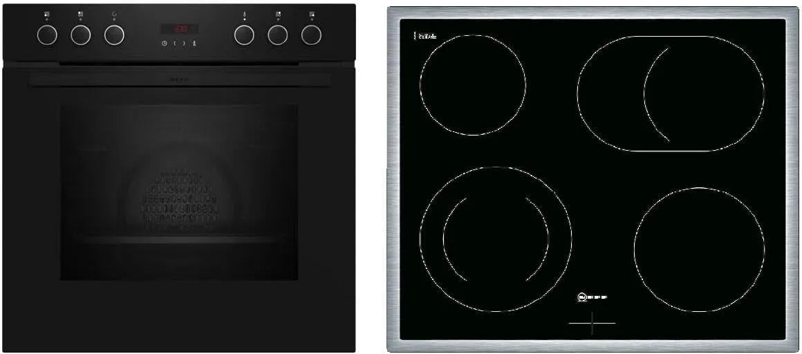 NEFF EDx4PB0 E2CCG6AK3 Elektrokochfeld, 60 x 60 cm, Edelstahl, Cerankochfeld, LED-Display & M13R42N2 Elektrokochfeld, Herd-Set bestehend aus E2CCG6AK3