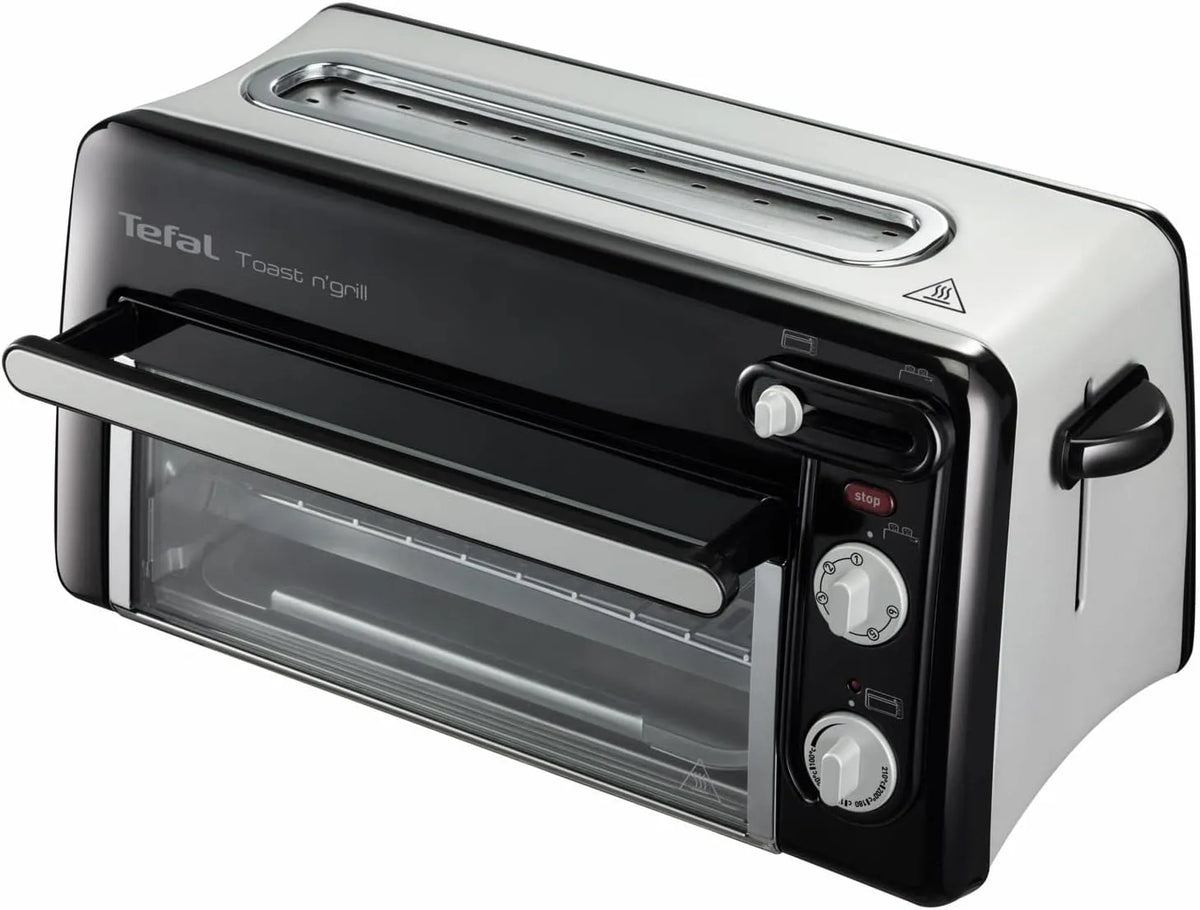 Tefal 2-in-1 TL6008 Backofen, 1300 W, Energieklasse A, Grill, Schwarz, 2-in-1 Toaster und Mini-Backofen, kompakt, Alu matt