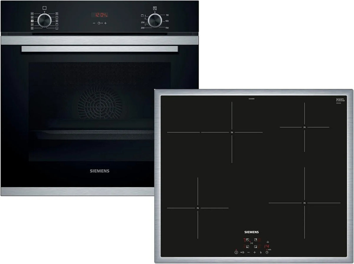 Siemens EQ212ID00Z HR214ABS0 Backofen, 4K UHD, Siemens EQ212ID00Z Set Backofen HR214ABS0 + Induktionskochfeld EH64KBFB5E