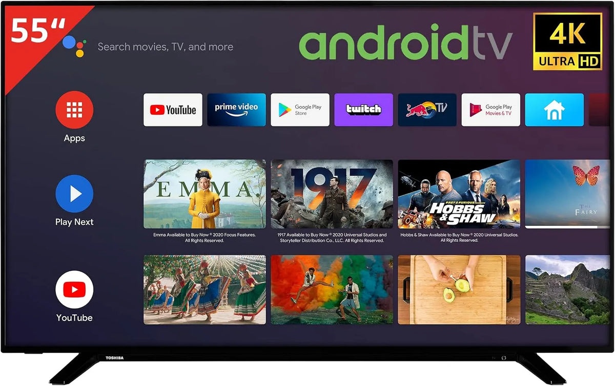 Toshiba 55UA2068DGL Smart TV, 55 Zoll, Fernseher, 4K UHD, HDR, Bluetooth, Android OS, Triple-Tuner, 4K Ultra HD, Play Store & Google Assistant