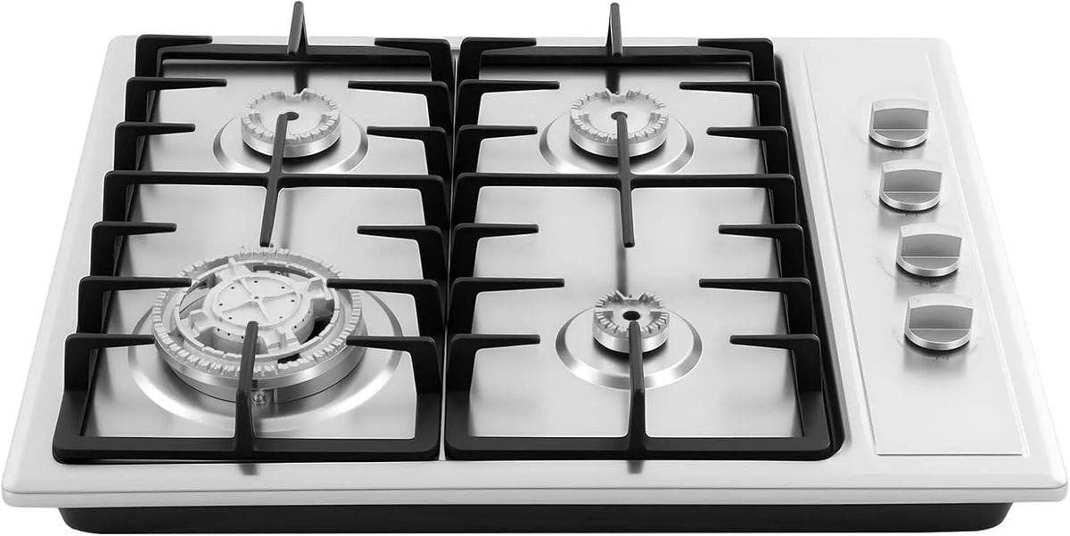 Gaskochfeld, 59 cm, 5750 W, Einbau, Edelstahl, Gaskocher, Silber, Up to 5750W, Erdgas, Propangas